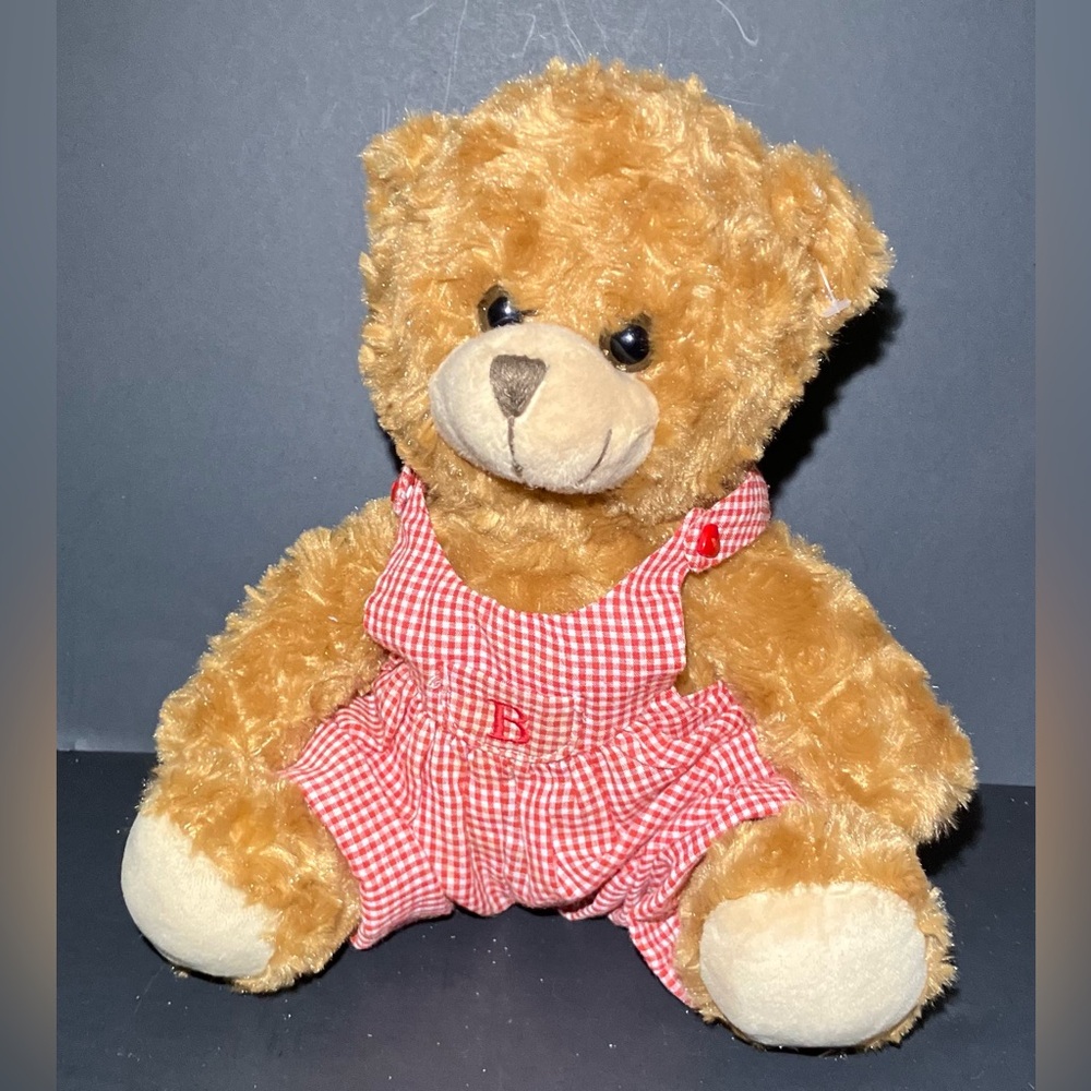 2019 Pennington 9.5” Teddy Bear Plush With Gingham Jumper *NiCE Clean Bear*